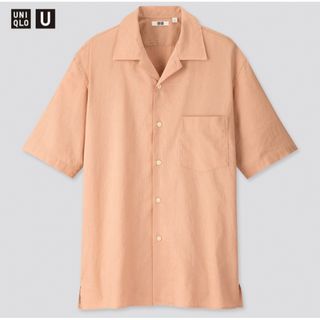 ユニクロ(UNIQLO)の新品　ユニクロU リネンコットンオープンカラーシャツ ピンク　XLサイズ(衣装)