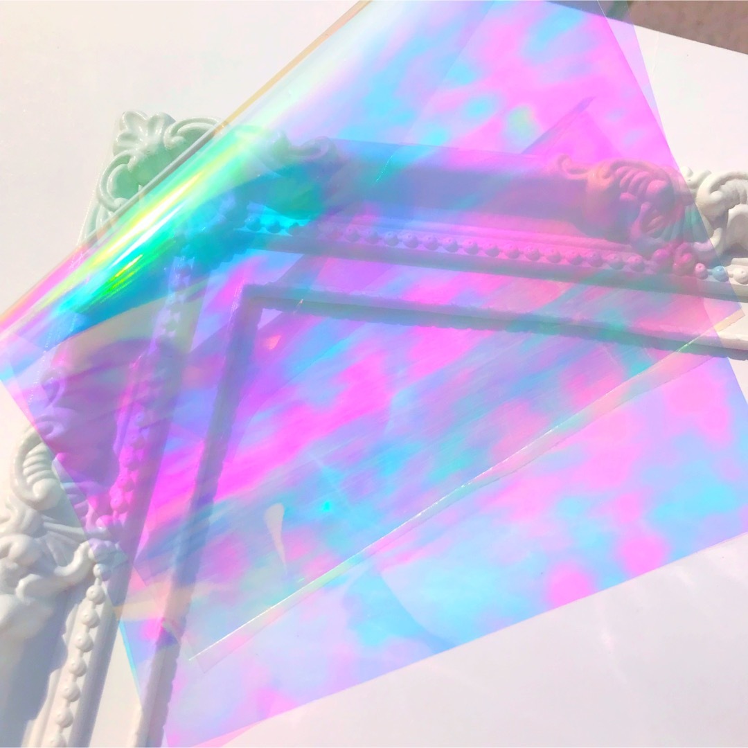 ネイル レジン オーロラフィルム オーロラシート ホログラム正方形♡２０枚セット ハンドメイドの素材/材料(各種パーツ)の商品写真