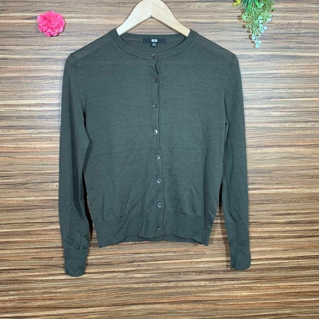 ユニクロ UVカットクルーネックカーディガン グリーン M 新品
