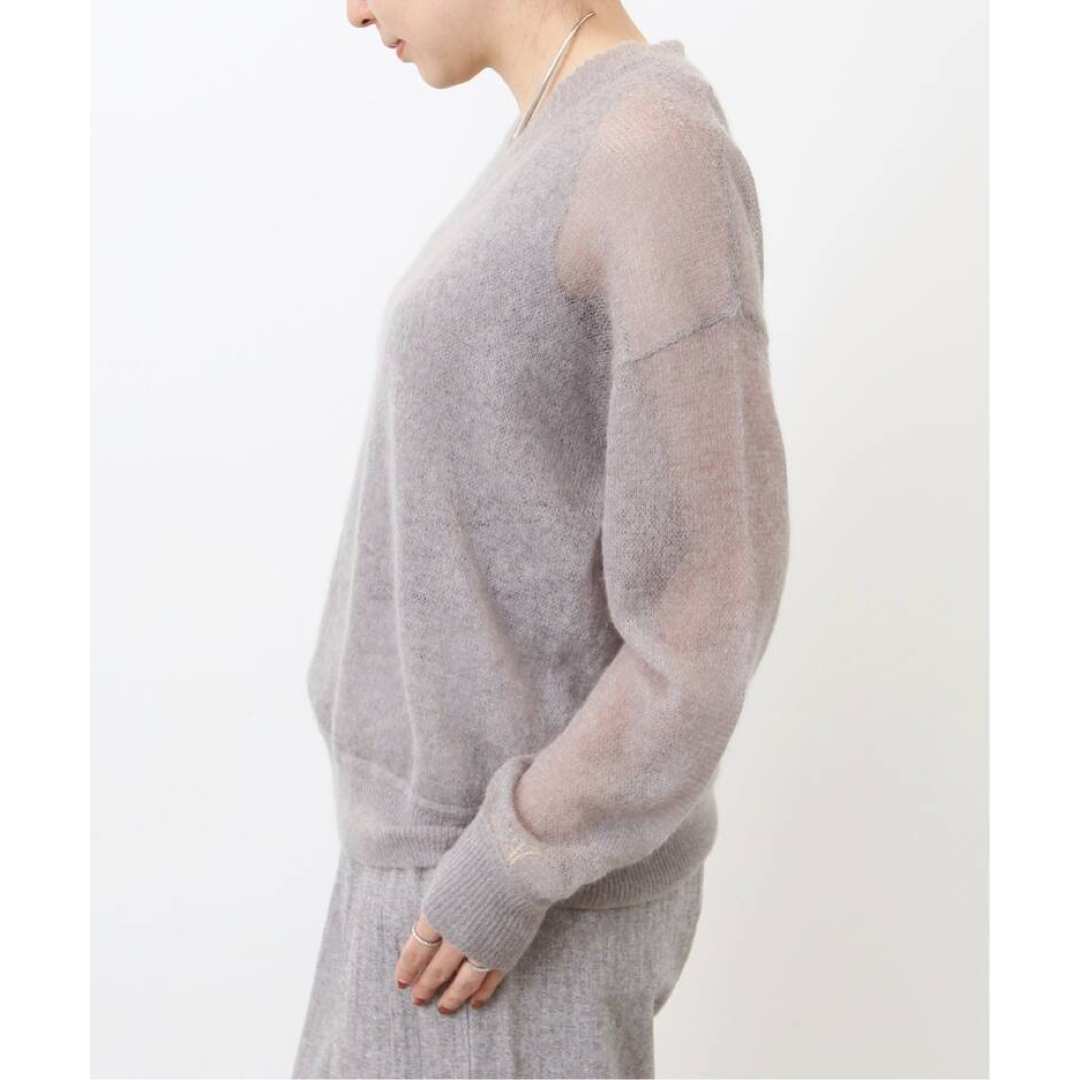 L'Appartement DEUXIEME CLASSE(アパルトモンドゥーズィエムクラス)のアパルトモン Sheer Vneck Mohair Knit グレー レディースのトップス(ニット/セーター)の商品写真