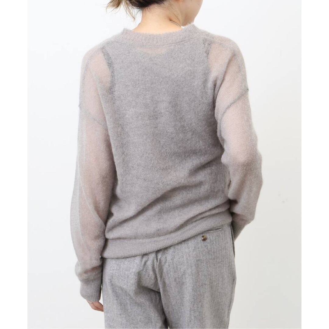 L'Appartement DEUXIEME CLASSE(アパルトモンドゥーズィエムクラス)のアパルトモン Sheer Vneck Mohair Knit グレー レディースのトップス(ニット/セーター)の商品写真