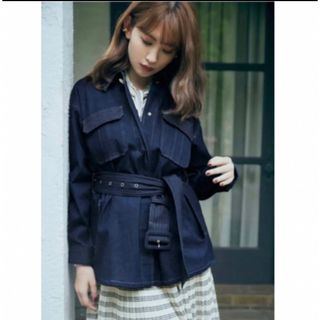 ハーリップトゥ(Her lip to)のあと1時間価格‼️ belted denim long jacket(Gジャン/デニムジャケット)