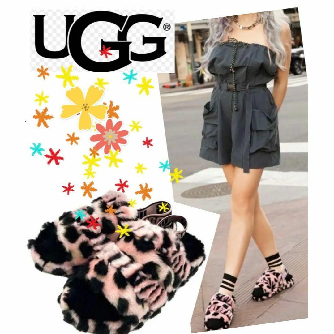 UGG(アグ)の入手困難✨展示品✨22✨UGG✨FLUFF YEAH✨ANIMALIA✨レオパ柄 レディースの靴/シューズ(サンダル)の商品写真