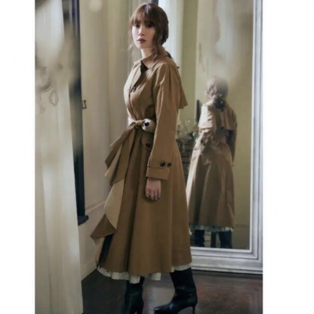 HLT Gaba Ruffled Cotton Trench Coat