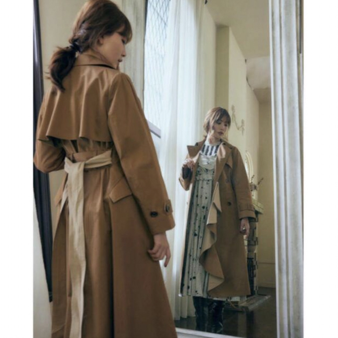 herlipto Gaba Ruffled Cotton Trench Coat