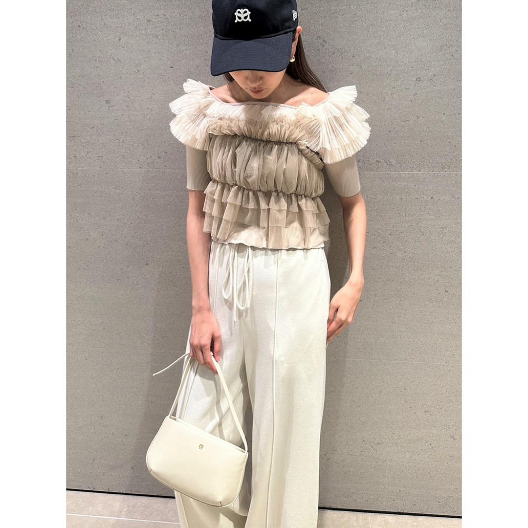 人気完売品snidel Sustainableチュール&ノースリニットワンピースの