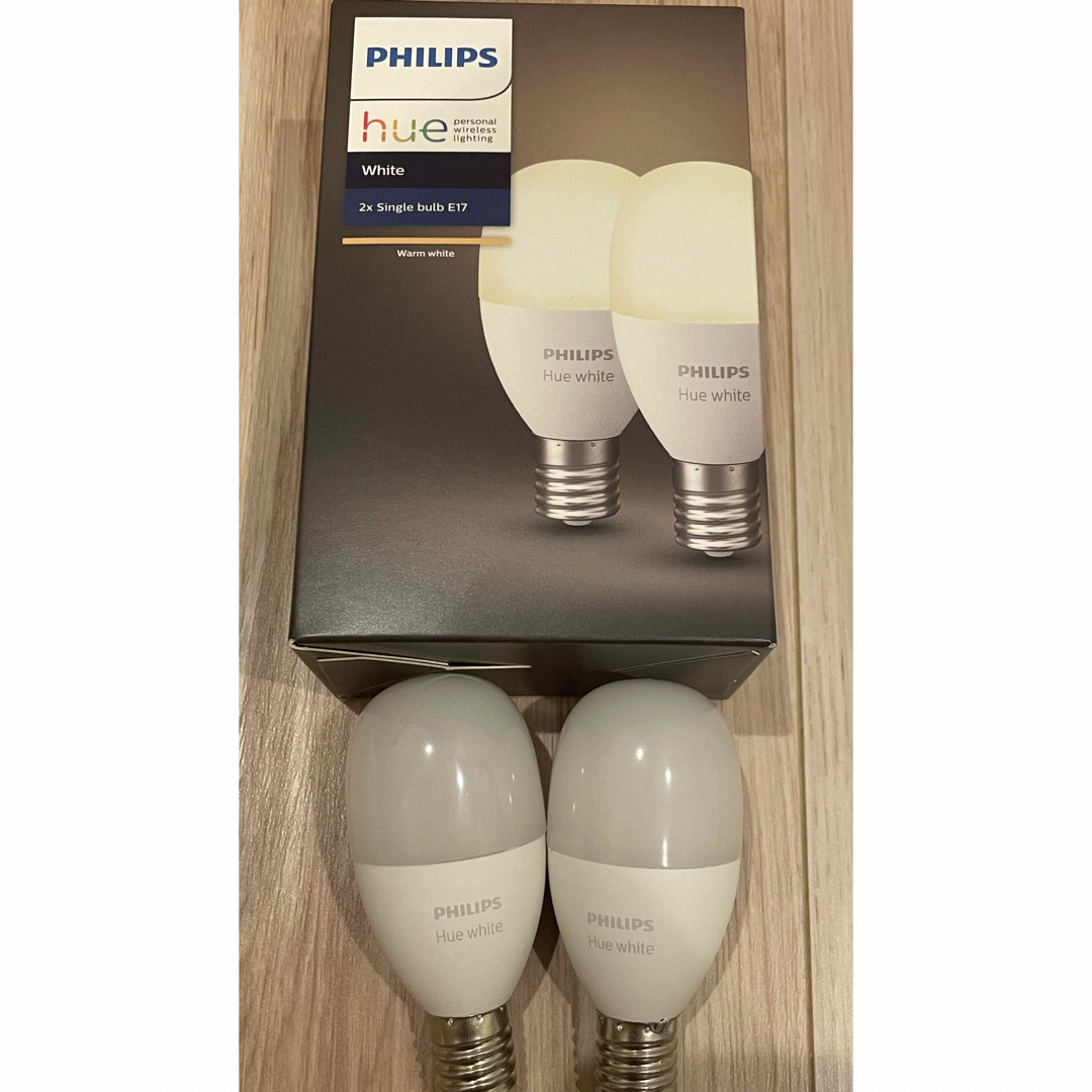 PHILIPS(フィリップス)のPhilips Hue スマート電球LED E17 電球色 2個入り インテリア/住まい/日用品のライト/照明/LED(蛍光灯/電球)の商品写真