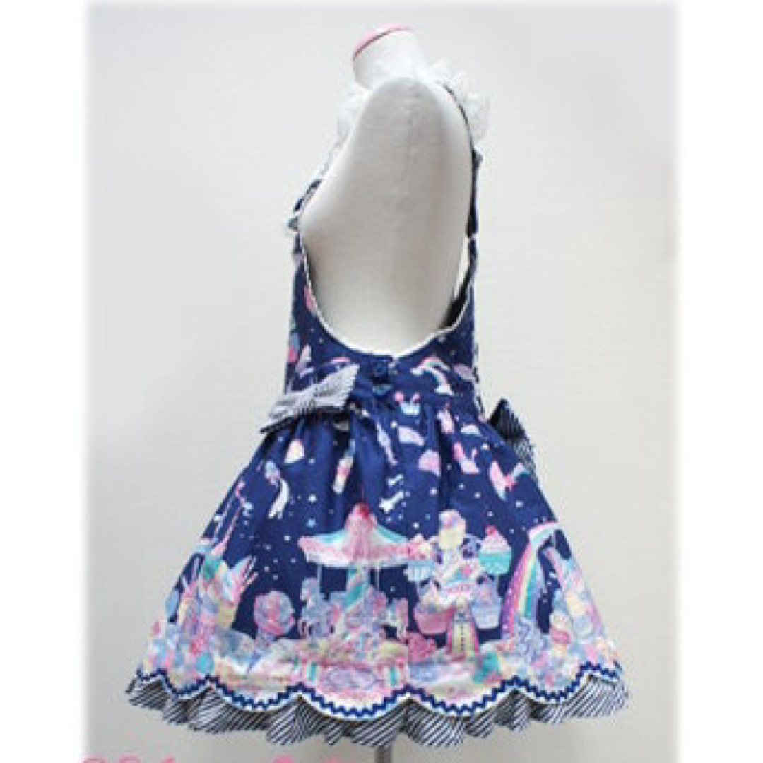 Angelic Pretty(アンジェリックプリティー)の新品 Milky Planet サロペット カチューシャ 紺 レディースのパンツ(サロペット/オーバーオール)の商品写真