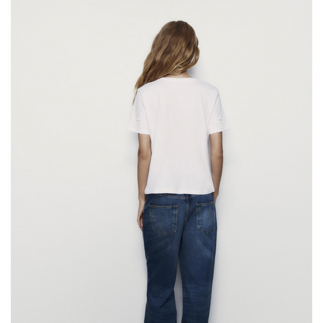 オンライン完売品 ZARA フラワーコットンTシャツ S