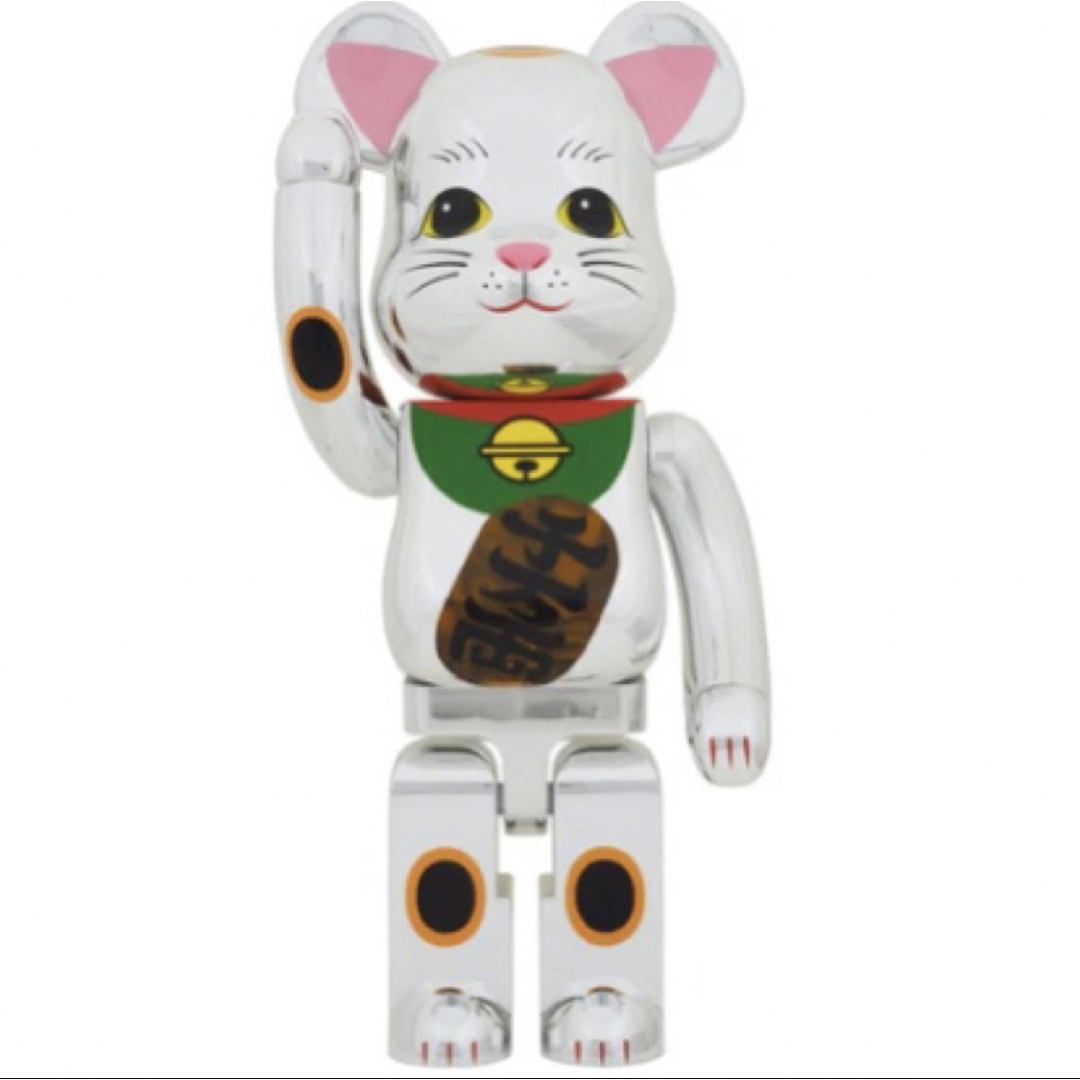 MEDICOM TOY(メディコムトイ)のBE@RBRICK 招き猫 銀メッキ 発光 1000％ ハンドメイドのおもちゃ(フィギュア)の商品写真