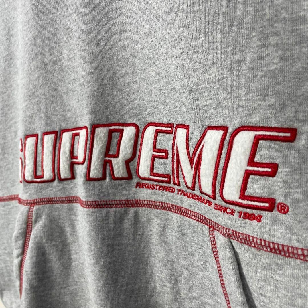 希少 supreme パーカー スウェット フーディ デカロゴ ステッチ XL-