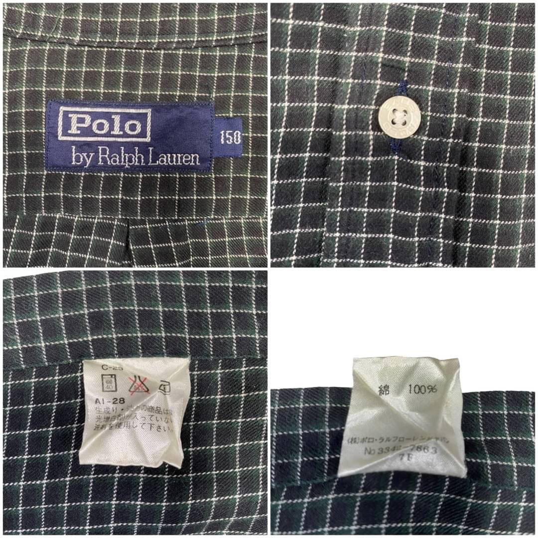 POLO RALPH LAUREN(ポロラルフローレン)のポロラルフローレン 長袖シャツ サイズ150 S相当 チェック ワンポイントロゴ レディースのトップス(シャツ/ブラウス(長袖/七分))の商品写真
