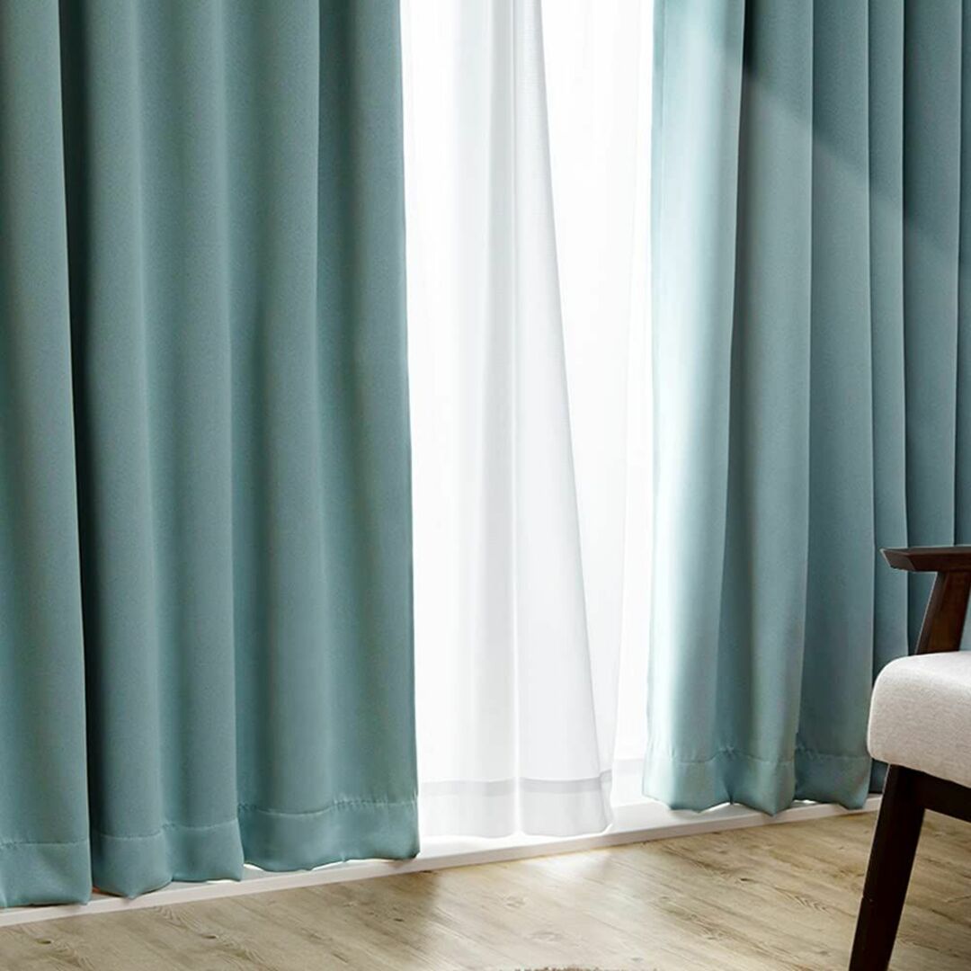 【色: ブルーグリーン】アイリスプラザ 遮光度99.99%カーテン 幅100×丈