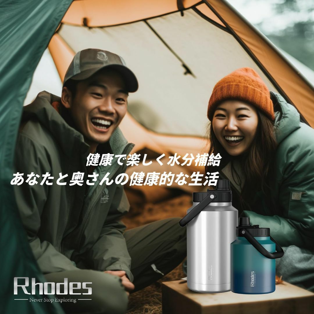 色: ホワイト+ブラック&128oz】キャンプジャグR Rhodes 水筒 2の通販