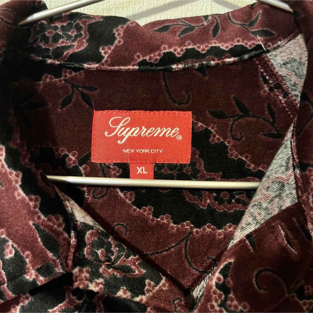 Supreme Velour S/S Shirt XL paisley柄