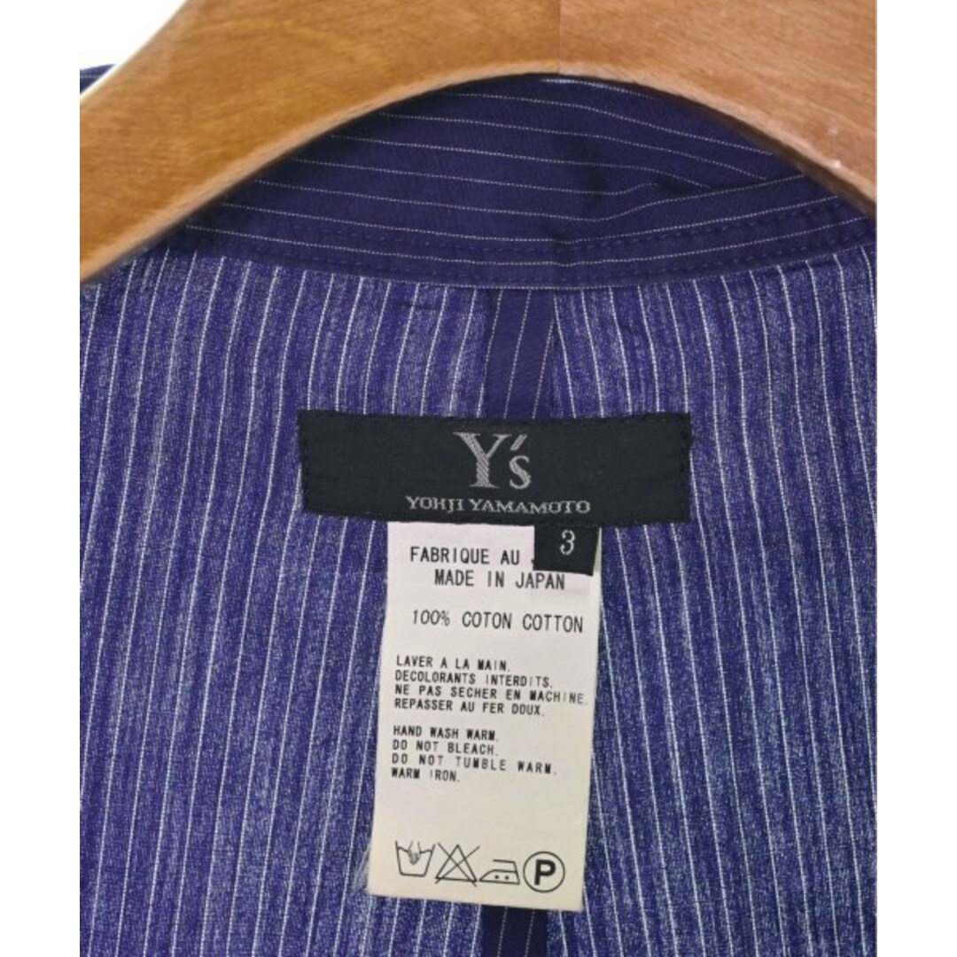 Y's ワイズ カジュアルシャツ 3(M位) 青x白(総柄)