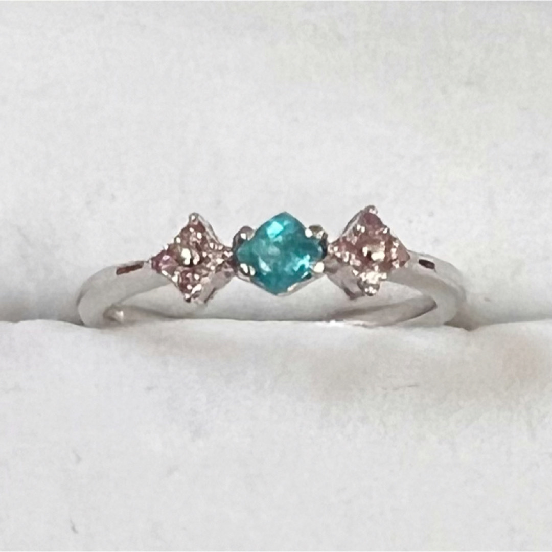 PT900 パライバトルマリン 0.178ct 指輪 ピンクダイヤ 0.06ct-