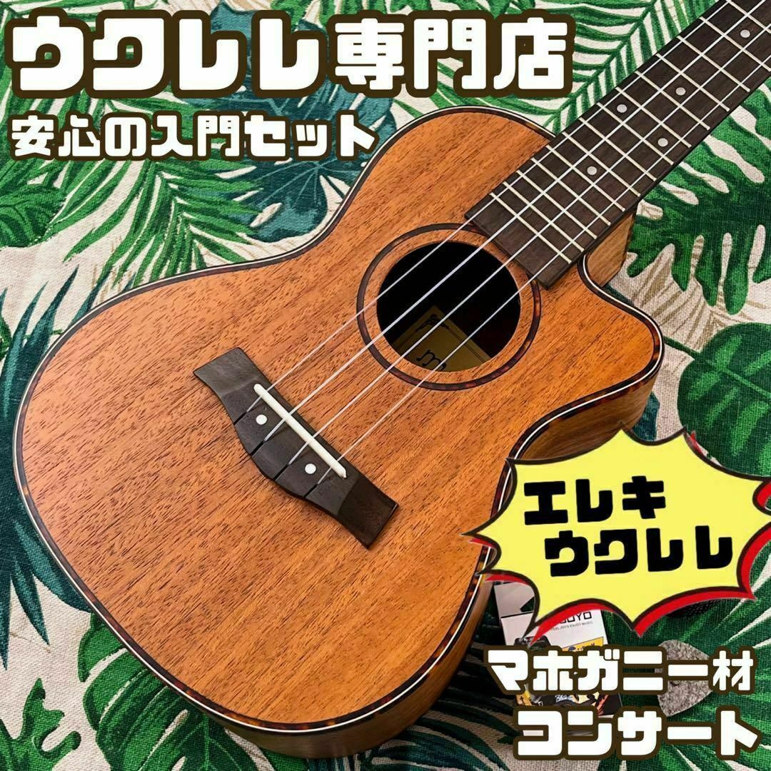 【Andrew ukulele】黒檀材(エボニー)のエレキ・コンサートウクレレ