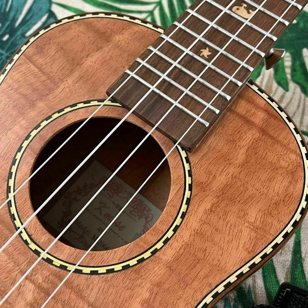 【Kmise ukulele】カーリーマホガニーのエレキ・コンサートウクレレ