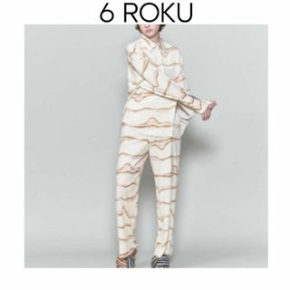 6 (ROKU) - 23SS 6 ROKU ロク ベロアプリントパンツ ベージュ 36 Sの