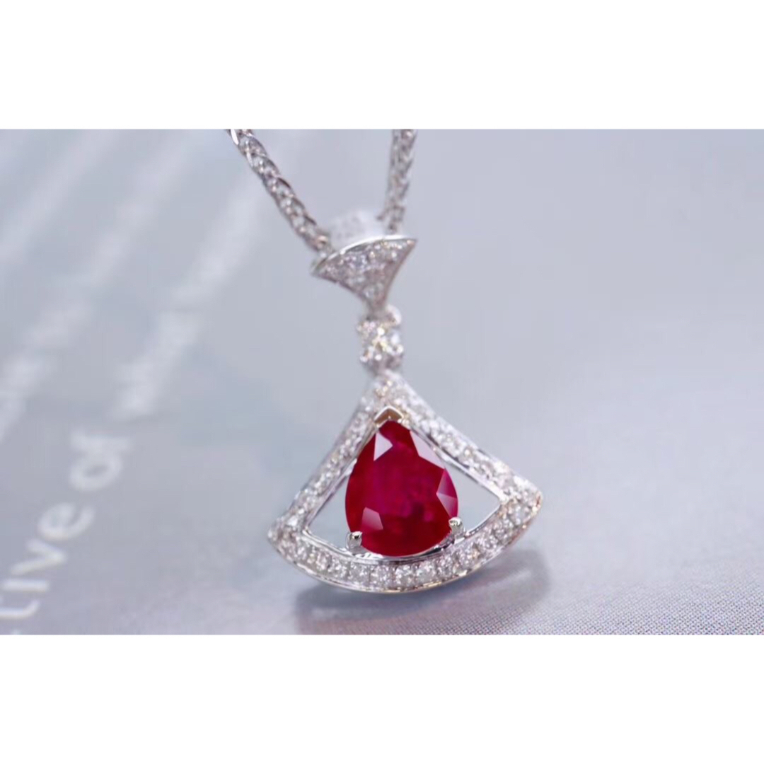 天然 ルビー ダイヤモンド ネックレス0.52ct k18 ¥