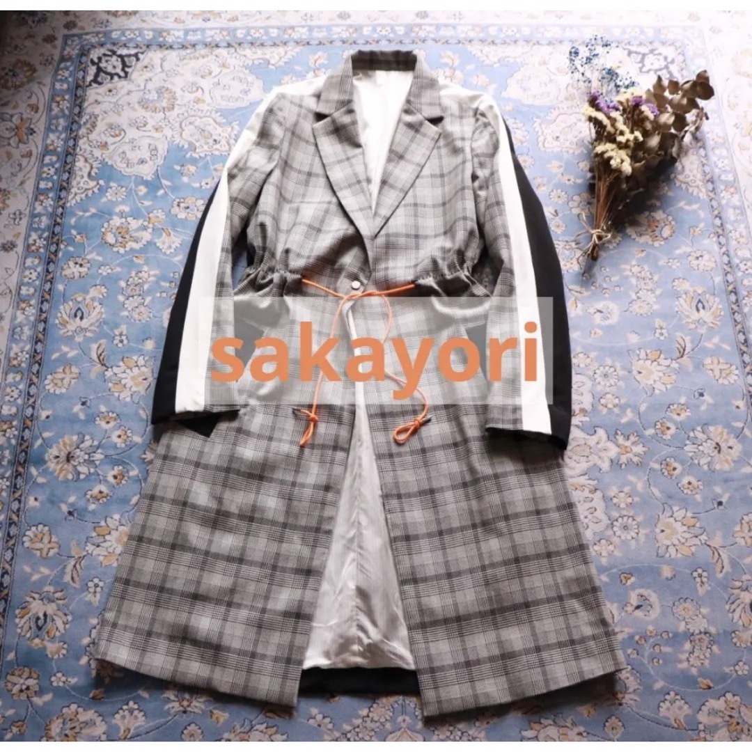 sakayori(サカヨリ)のほぼ未使用！ sakayori チェックコート レディースのジャケット/アウター(チェスターコート)の商品写真
