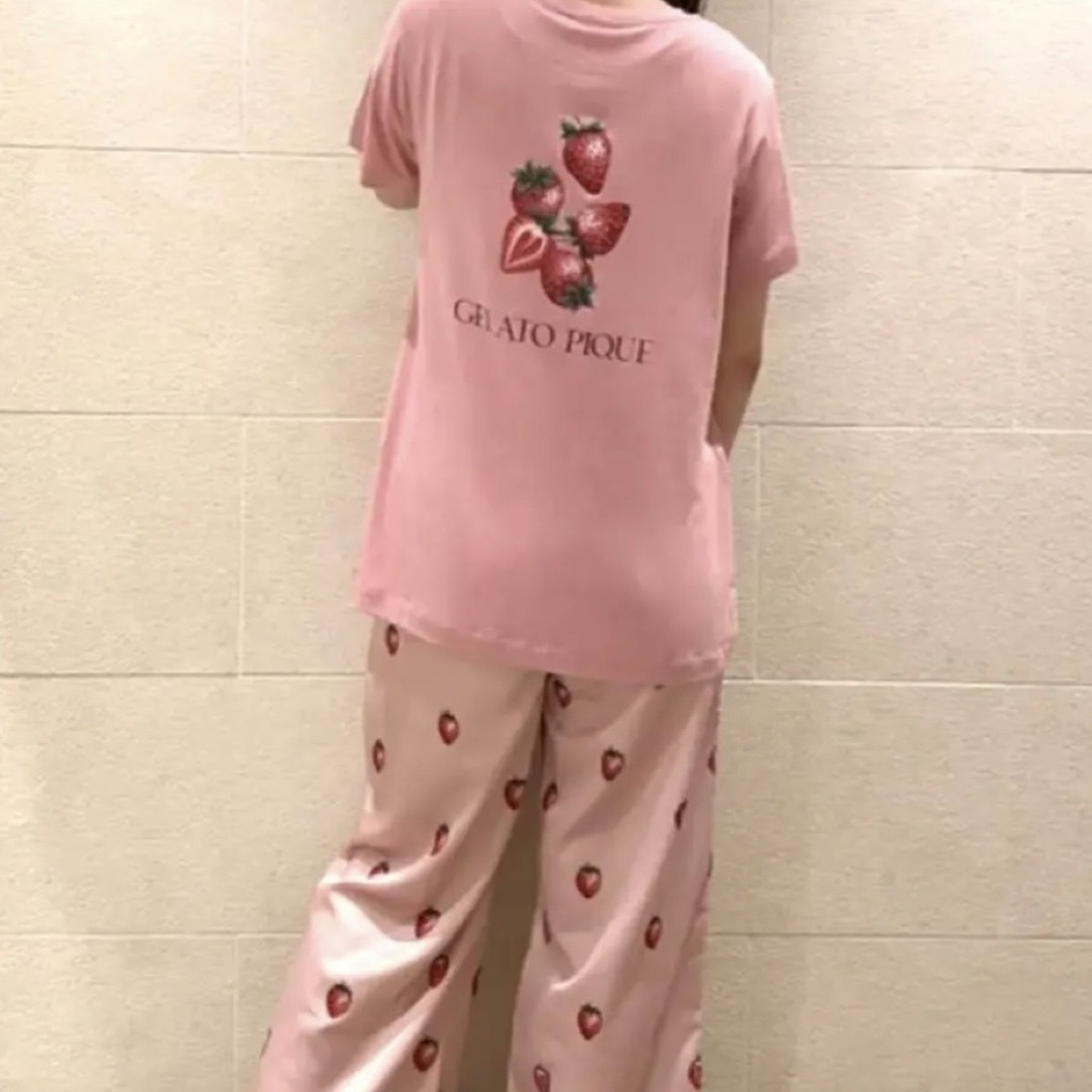 ジェラートピケ ピンクワンピース ロゴが可愛いルームウェア 即完売品