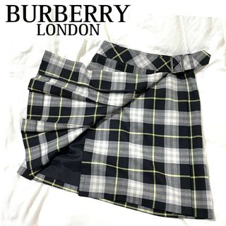 バーバリー(BURBERRY)の極美品【BURBERRYロンドン】ウール100% ラップスカート ノバチェック(ひざ丈スカート)