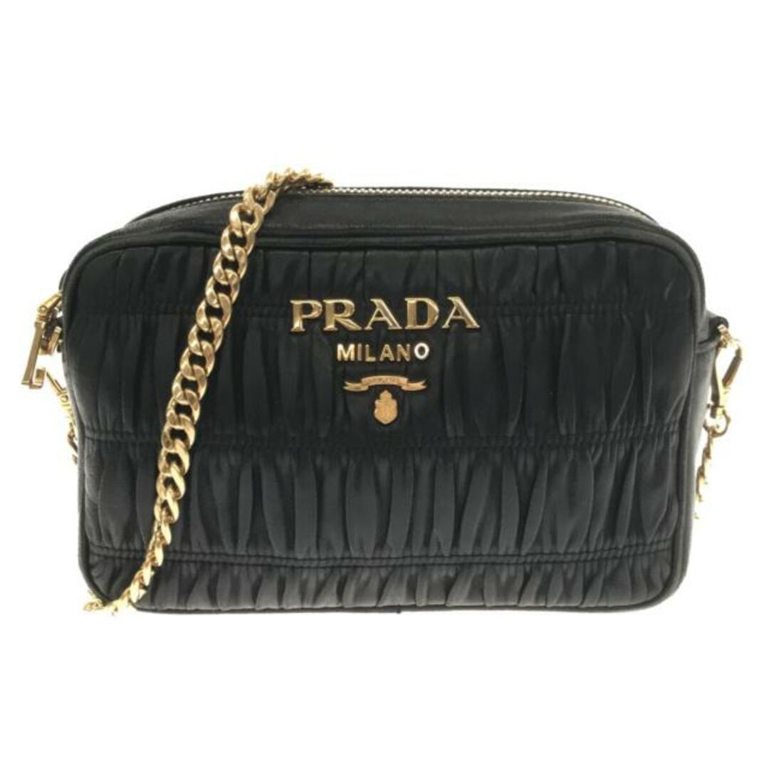 ★美品★PRADA チェーン ショルダーバッグ ギャザー 2way ブラックギャザー