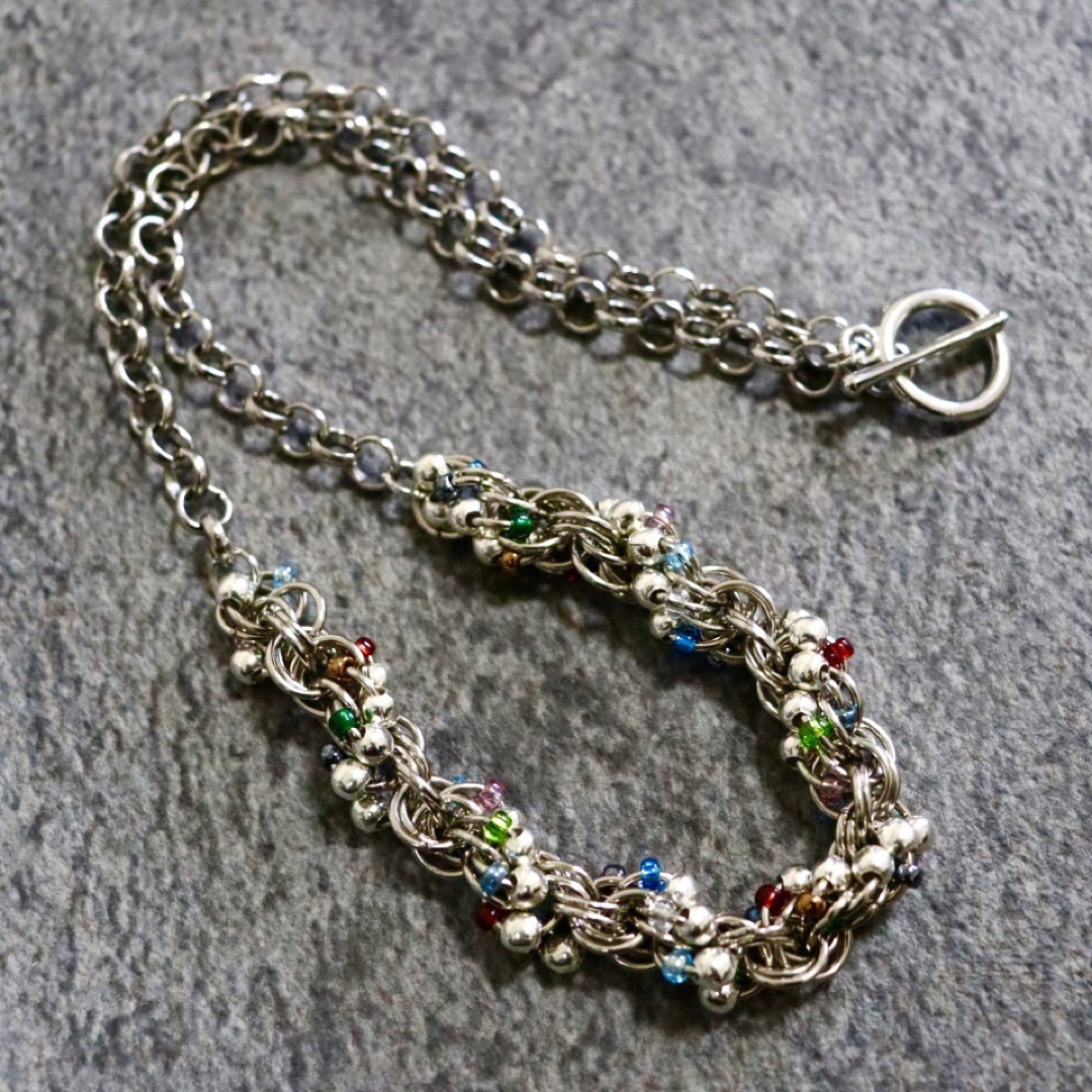 美品】メキシカン調DNAチェーンネックレス パールビーズ ナバホ 美品】メキシカン調DNAチェーンネックレス パールビーズ ナバホ