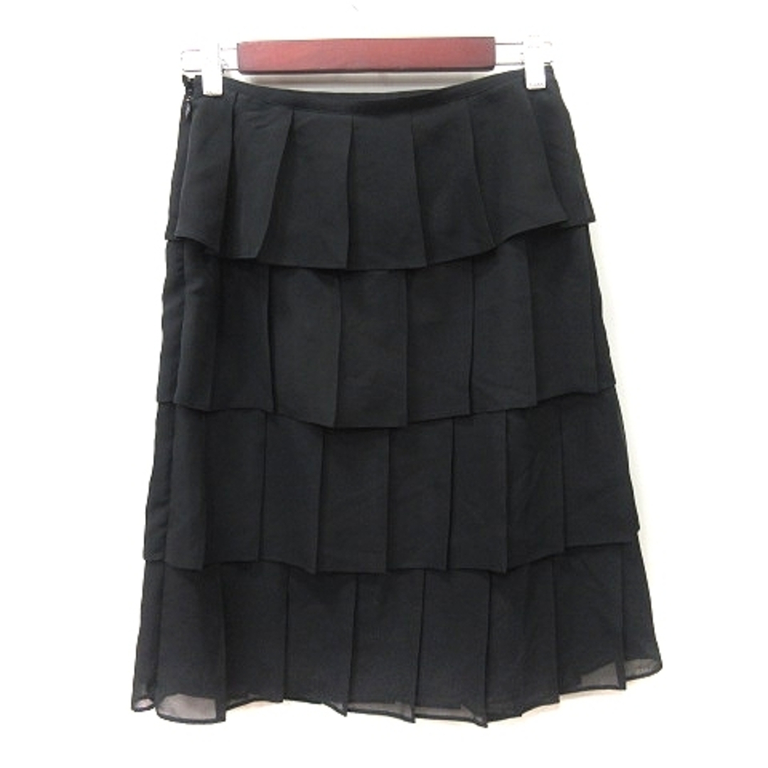 GALLERY VISCONTI(ギャラリービスコンティ)のギャラリービスコンティ タイトスカート ミモレ ロング ティアード シフォン 黒 レディースのスカート(ロングスカート)の商品写真