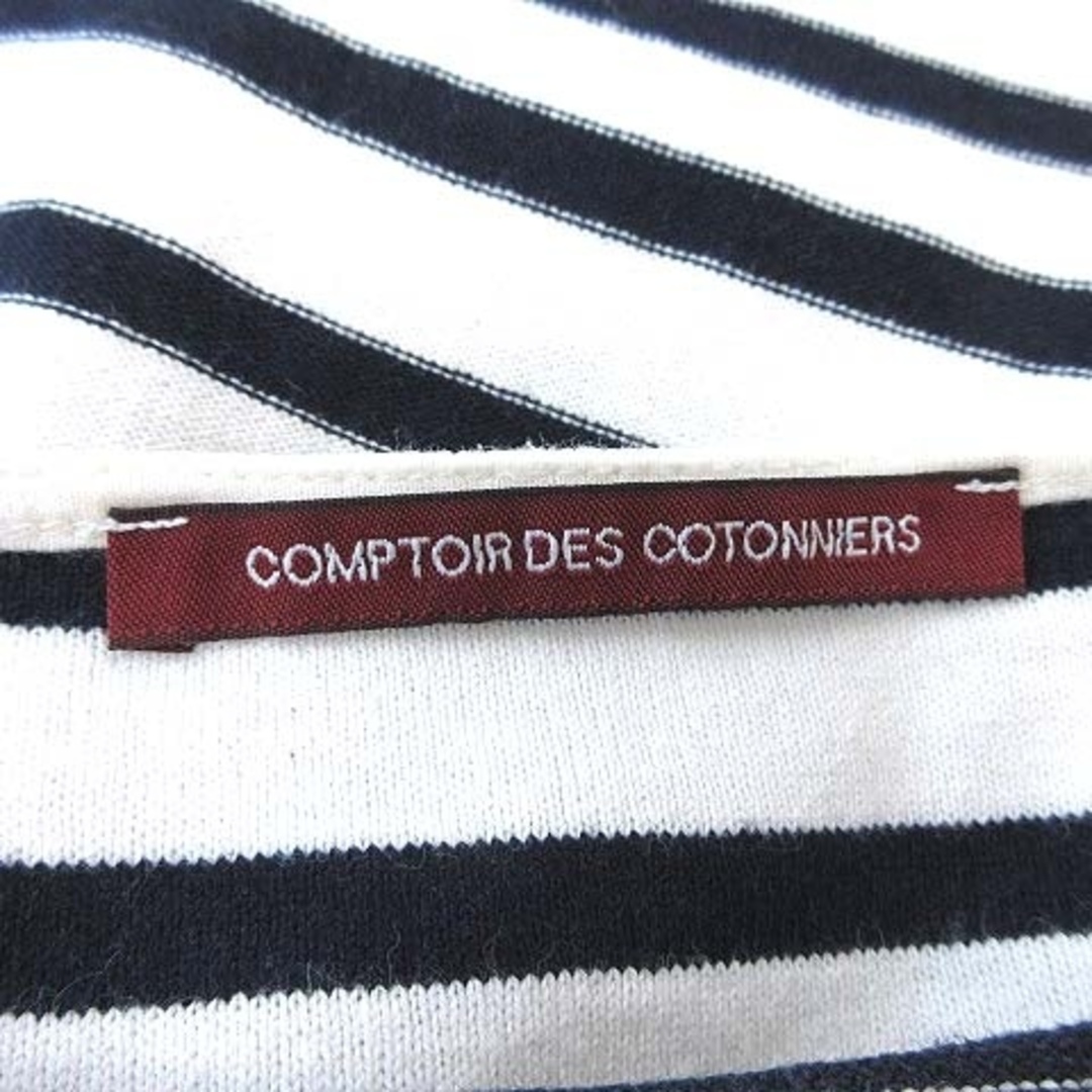 Comptoir des cotonniers(コントワーデコトニエ)のコントワーデコトニエ Tシャツ 半袖 ボートネック ボーダー 5 白 黒 レディースのトップス(Tシャツ(半袖/袖なし))の商品写真