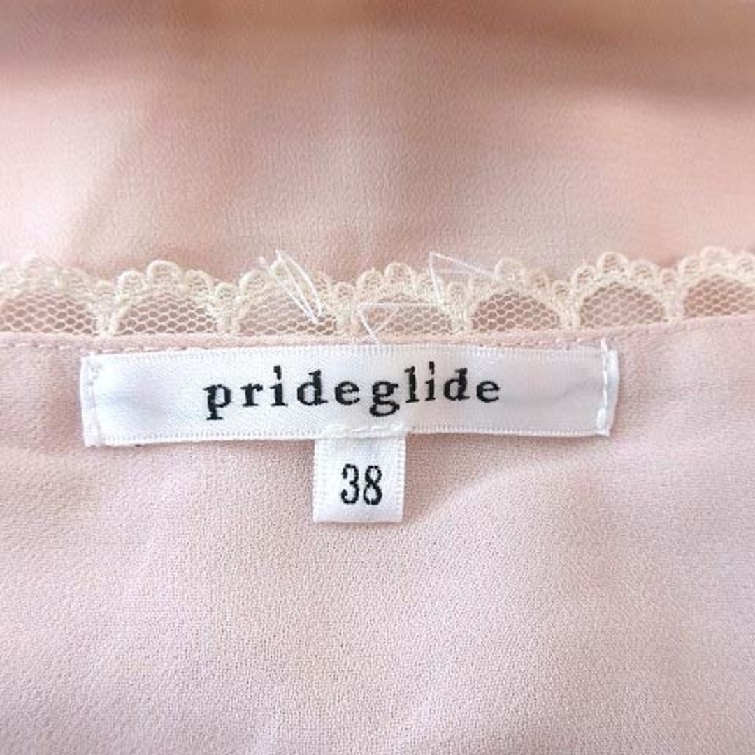 prideglide(プライドグライド)のプライドグライド ブラウス 半袖 シフォン レース タック 38 ピンク  レディースのトップス(シャツ/ブラウス(半袖/袖なし))の商品写真