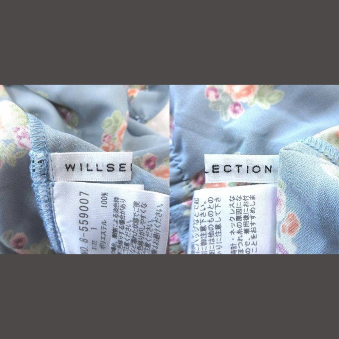 WILLSELECTION(ウィルセレクション)のウィルセレクション ブラウス ペプラム 半袖 フリル タック 刺繍 花柄 1 青 レディースのトップス(チュニック)の商品写真