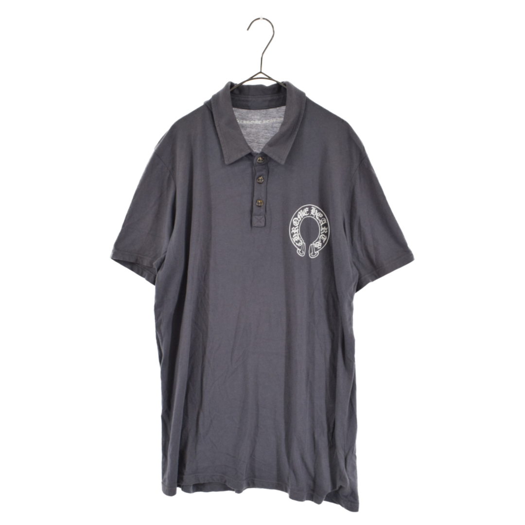 CHROME HEARTS クロムハーツ  POLO SHIRT BSフレアボタン フロントロゴプリント 半袖ポロシャツ グレー