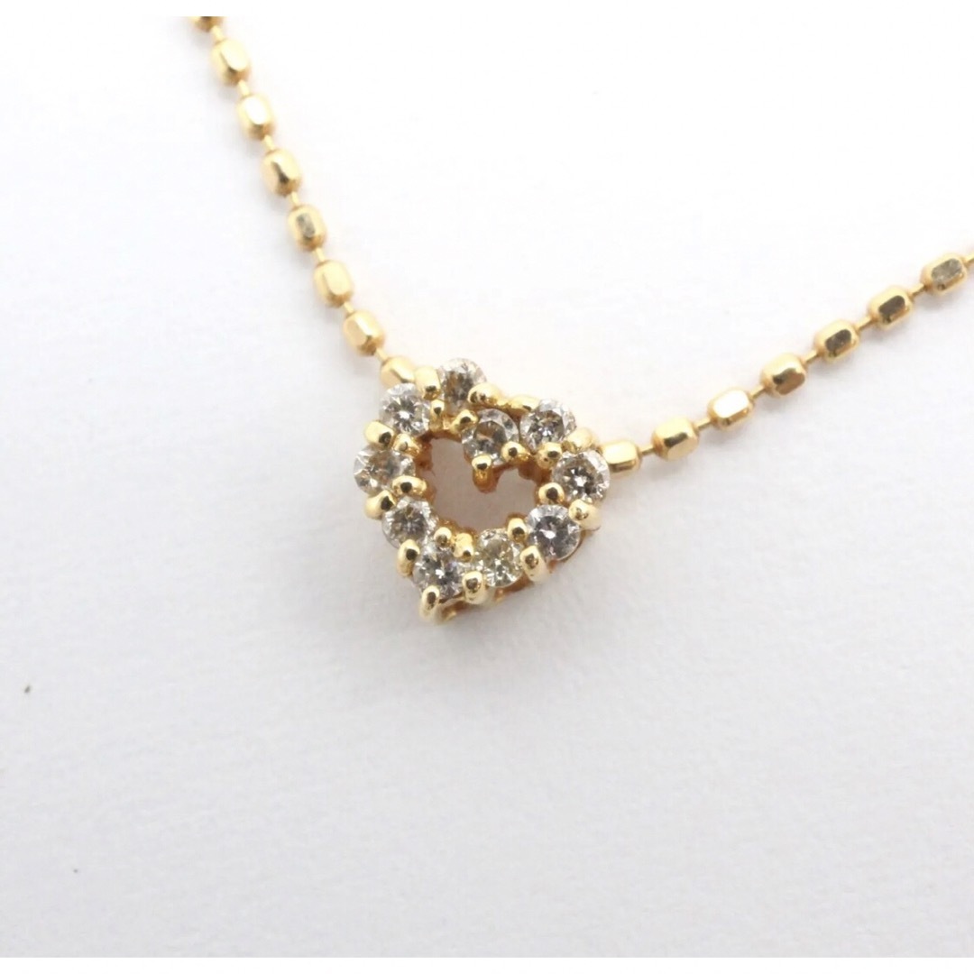 K18★ゴールド ハート ダイヤ デザイン ネックレス アクセサリー レディースのアクセサリー(ネックレス)の商品写真