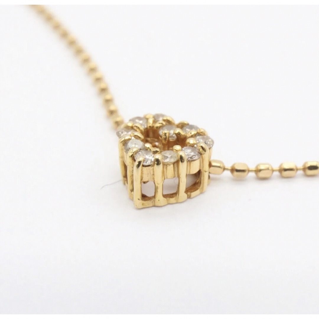 K18★ゴールド ハート ダイヤ デザイン ネックレス アクセサリー レディースのアクセサリー(ネックレス)の商品写真