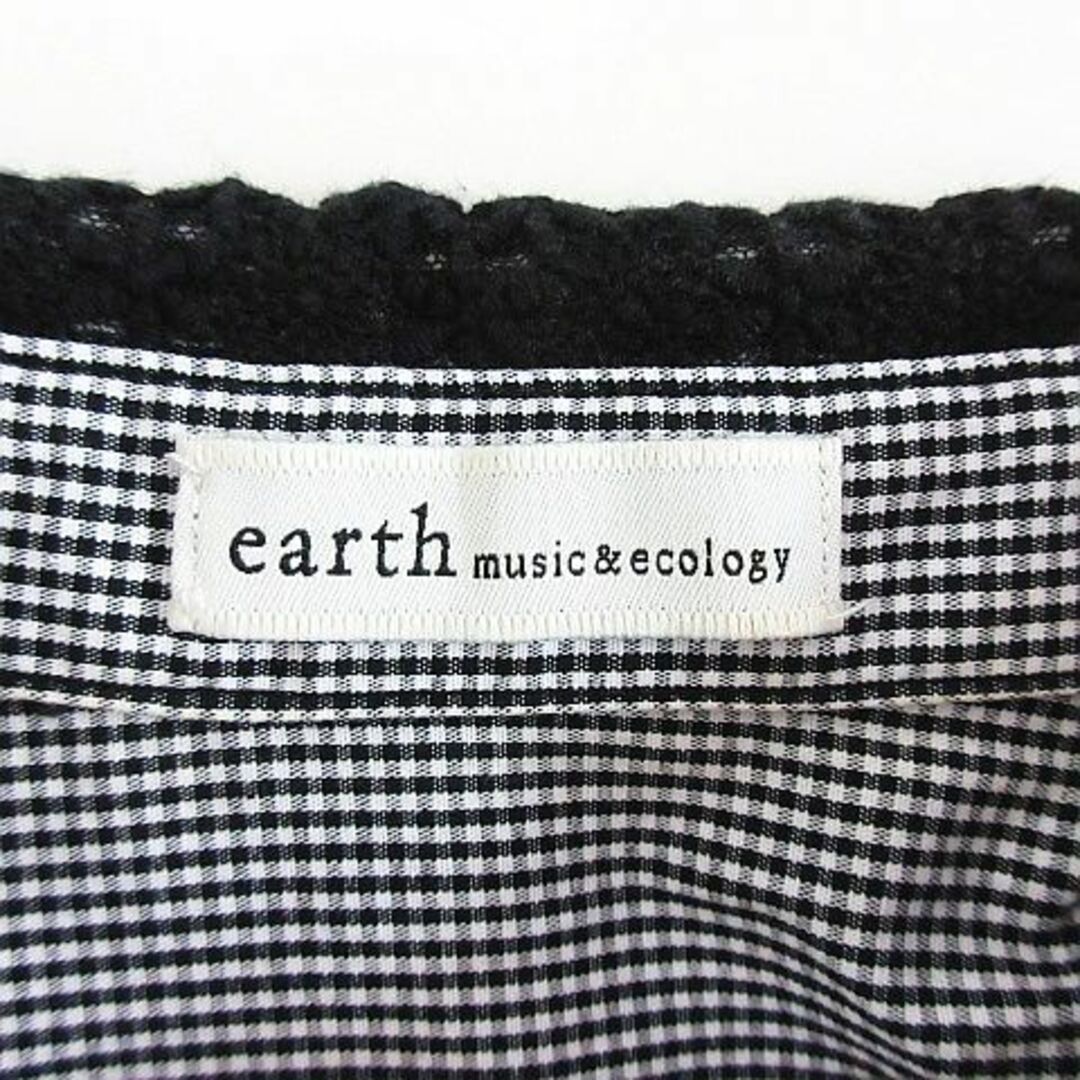 earth music & ecology(アースミュージックアンドエコロジー)のアースミュージック&エコロジー シャツ 半袖 チェック レース F 黒×白 レディースのトップス(シャツ/ブラウス(半袖/袖なし))の商品写真