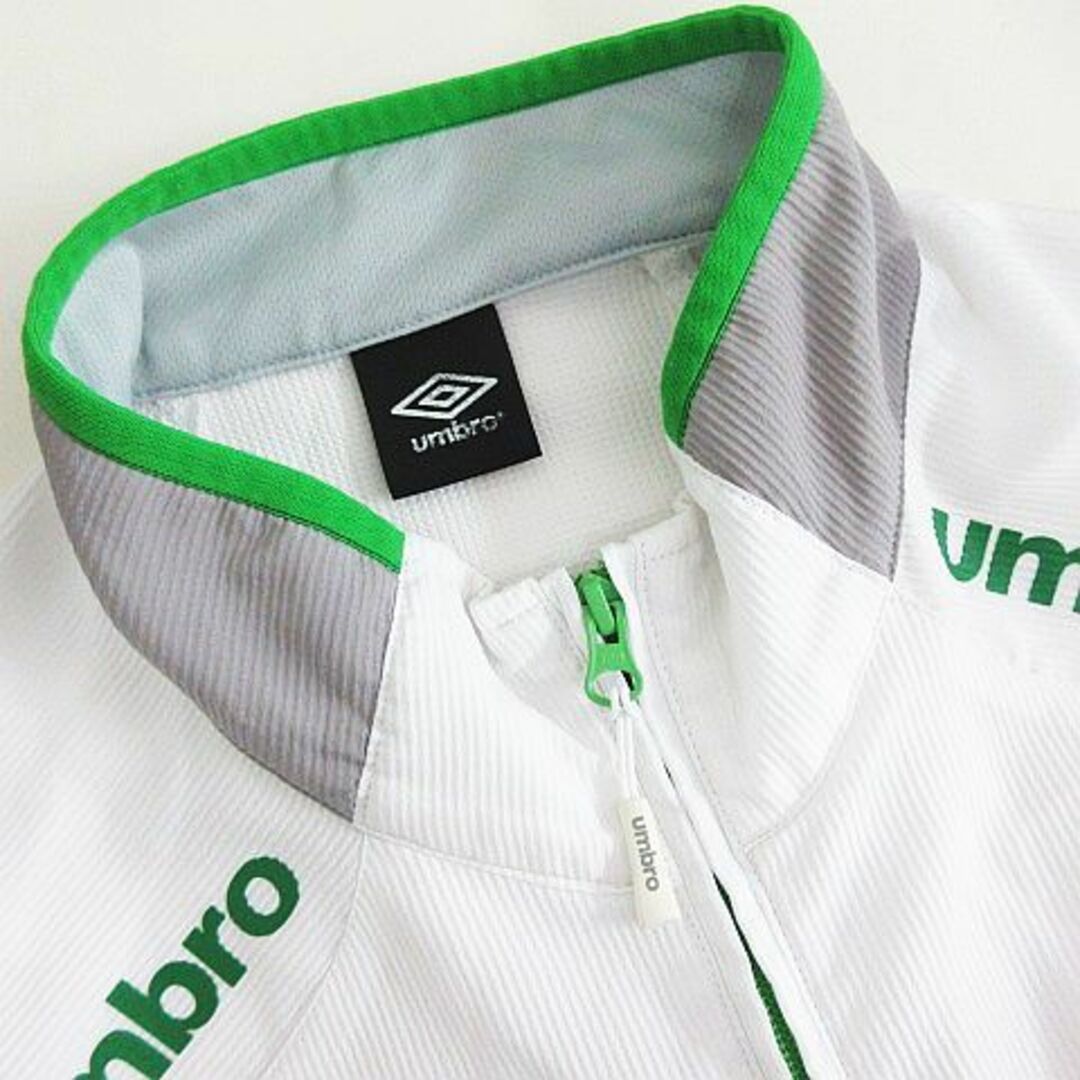 UMBRO(アンブロ)のアンブロ ジャケット  半袖 ジップアップ ロゴ L ホワイト×グレー×グリーン スポーツ/アウトドアのスポーツ/アウトドア その他(その他)の商品写真