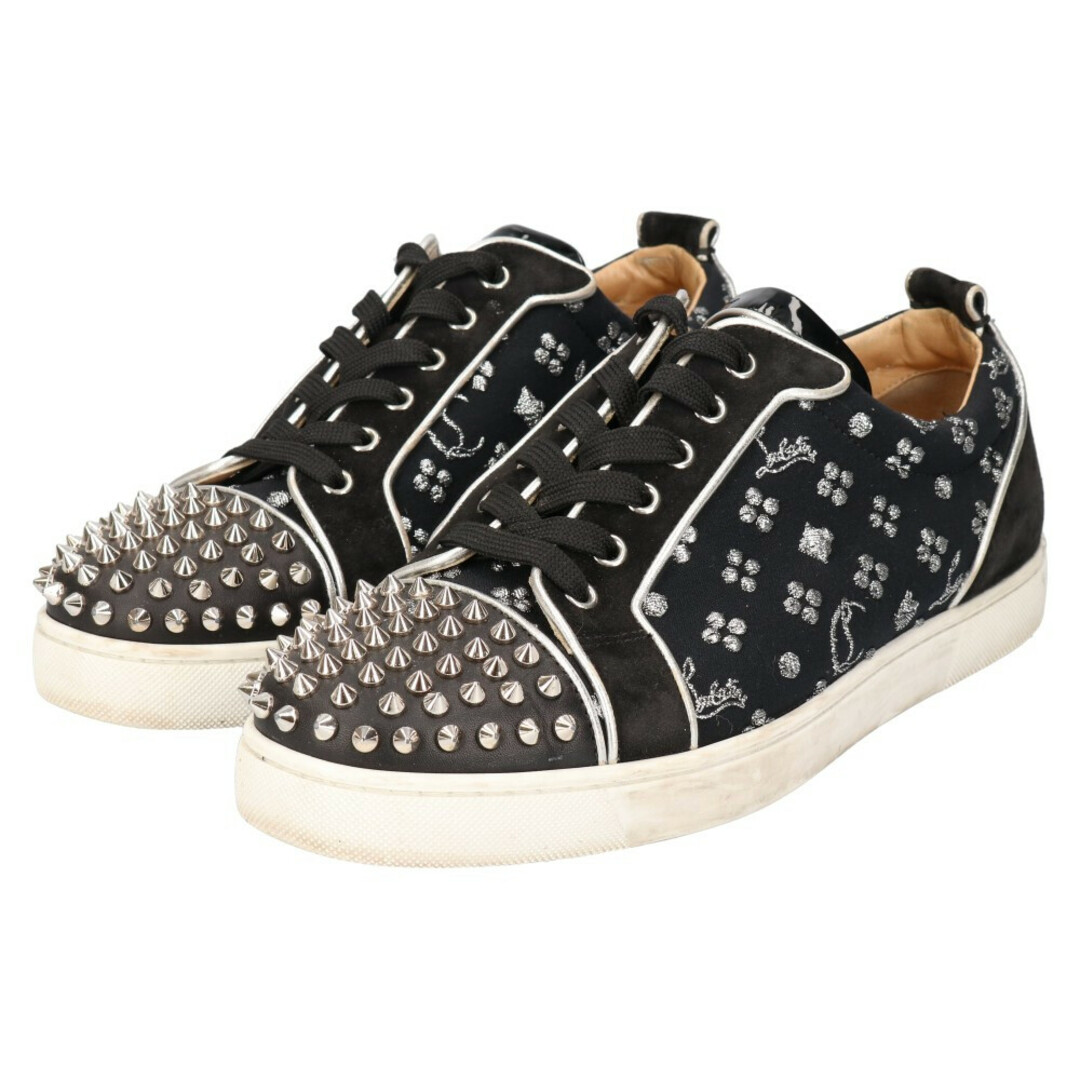 CHRISTIAN LOUBOUTIN クリスチャンルブタン LOUIS JUNIOR SPIKES ORLATO FLAT CLF/JACQ ルイスジュニア スパイク ジャガード ローカット スニーカー ブラック 3190613