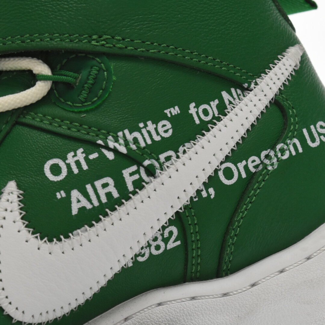 NIKE ナイキ ×OFF-WHITE AIR FORCE 1 MID SP LTHR DR0500-300 オフホワイト エアフォースワンミッド ミッドカットスニーカー グリーン US10.5/28.5cm