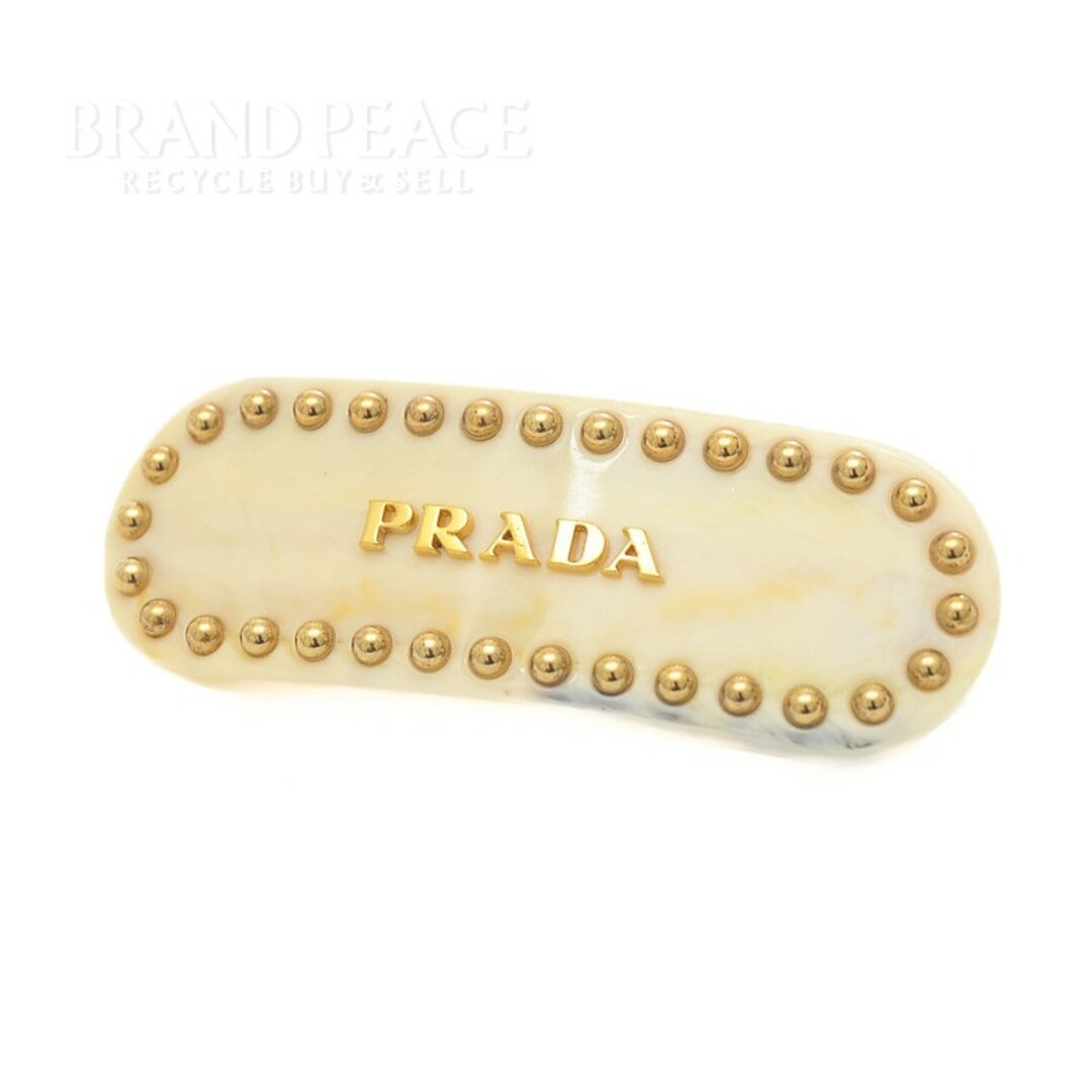 PRADA(プラダ)のプラダ プレックス スタッズ ロゴ ヘアクリップ バレッタ ヘアアクセサリー ベ レディースのヘアアクセサリー(バレッタ/ヘアクリップ)の商品写真