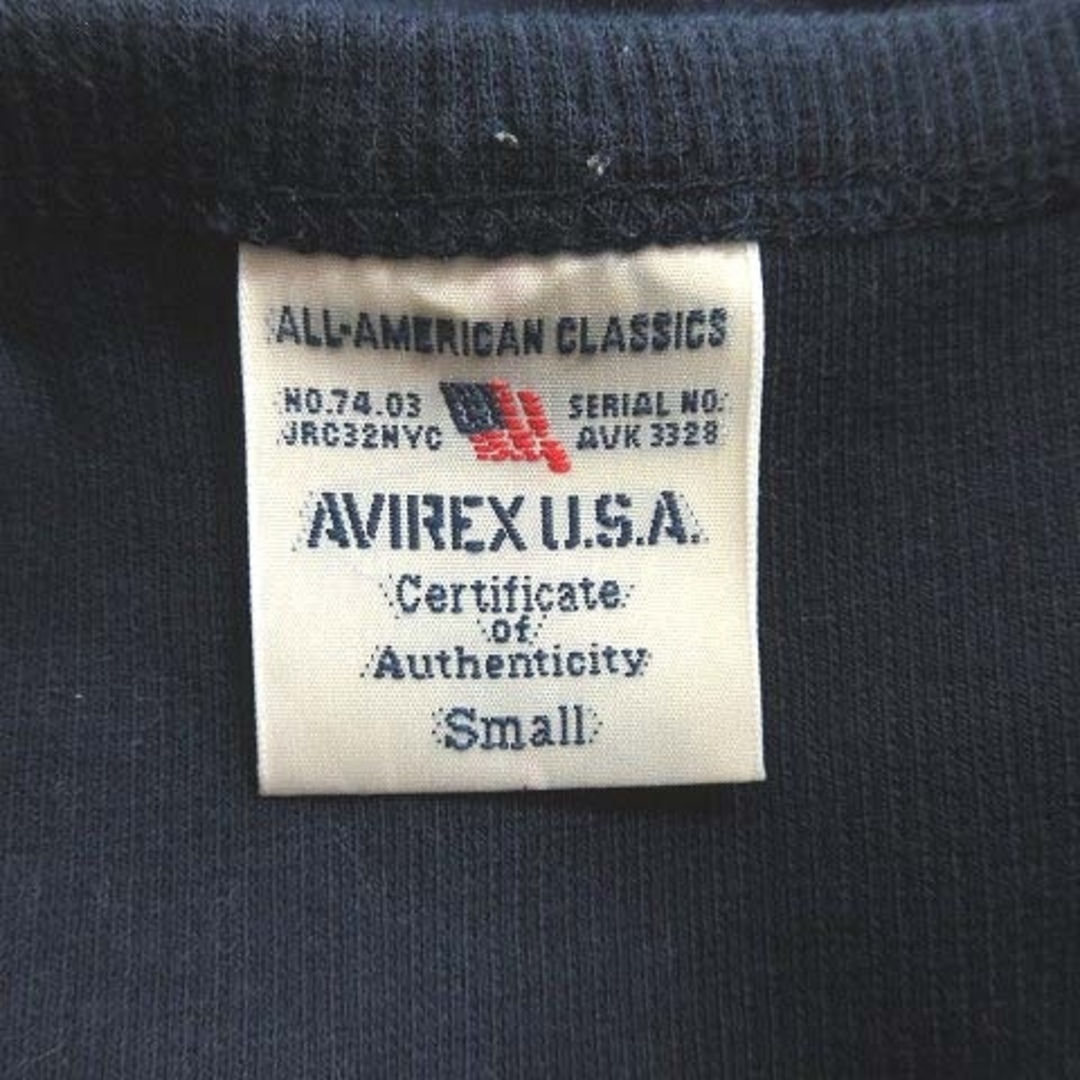 AVIREX(アヴィレックス)のアヴィレックス Tシャツ カットソー 半袖 リブ ラウンドネック S 紺  メンズのトップス(Tシャツ/カットソー(半袖/袖なし))の商品写真