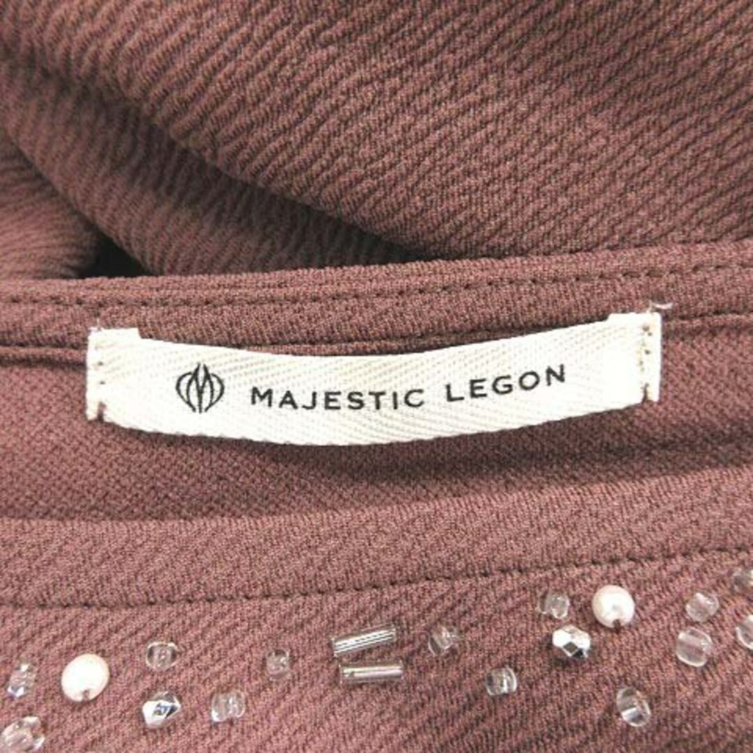 MAJESTIC LEGON(マジェスティックレゴン)のマジェスティックレゴン カットソー 七分袖 ボートネック ビーズ S 茶 レディースのトップス(その他)の商品写真