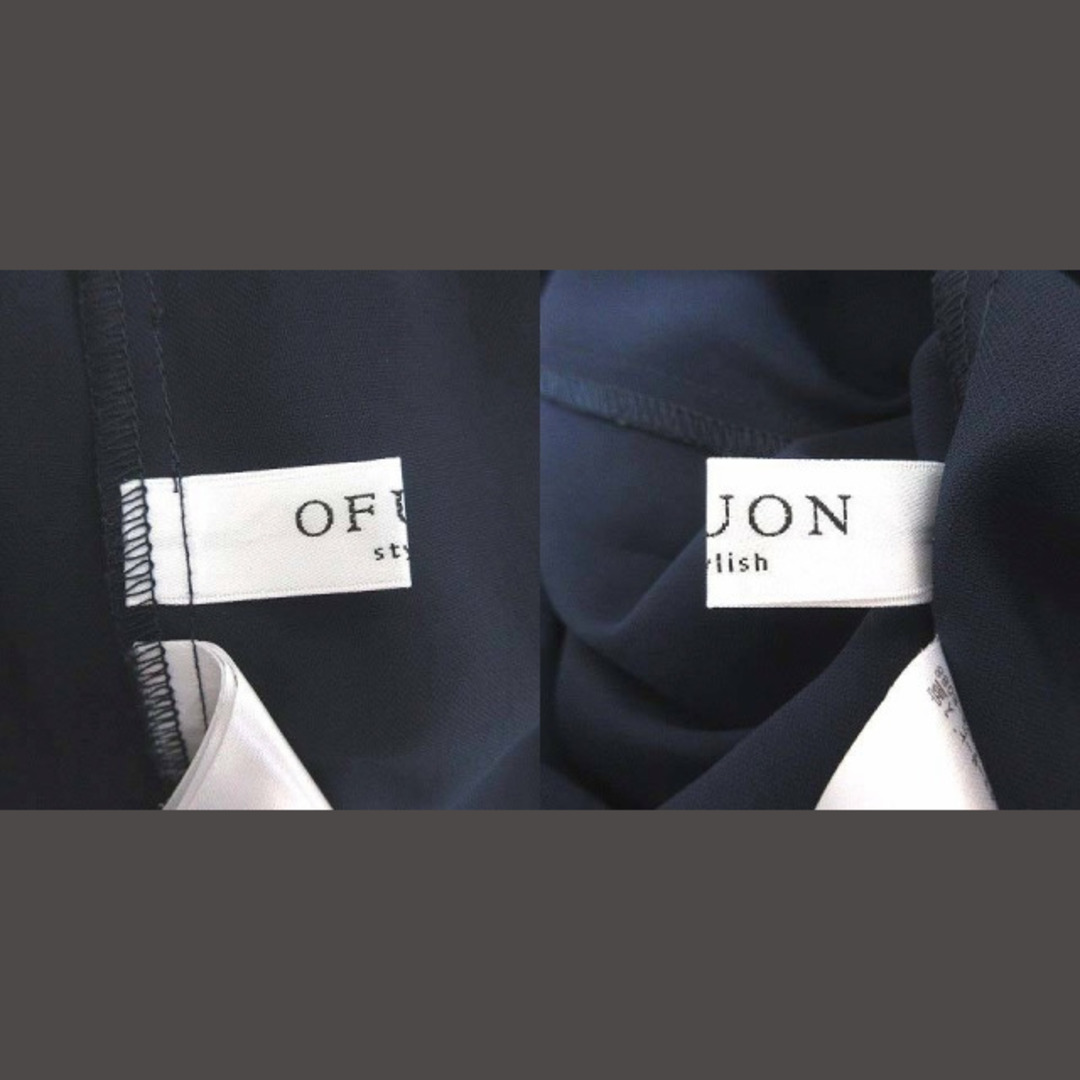 OFUON(オフオン)のオフオン ブラウス プルオーバー フレンチスリーブ ボウタイ 38 紺 ネイビー レディースのトップス(シャツ/ブラウス(半袖/袖なし))の商品写真