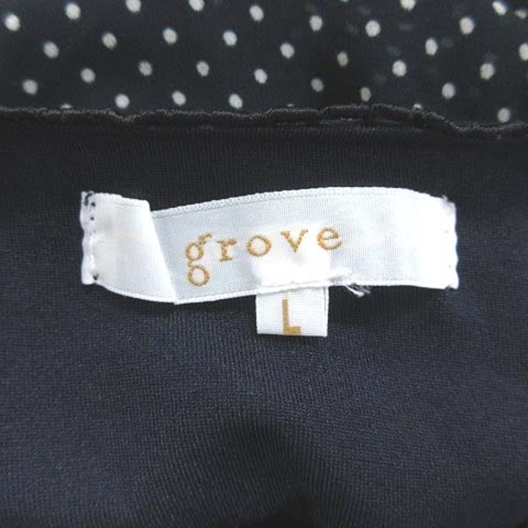 grove(グローブ)のグローブ ブラウス 長袖 シフォン タック ドット レース L 紺 ■MO レディースのトップス(シャツ/ブラウス(長袖/七分))の商品写真