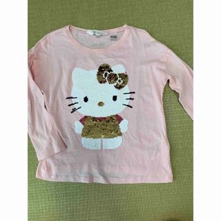 エイチアンドエム(H&M)のキティちゃん　ロンT ピンク　110(Tシャツ/カットソー)