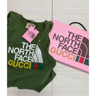 グッチ(Gucci)のGUCCI×THE NORTH FACE カーキ 半袖 Tシャツ Sサイズ(Tシャツ/カットソー(半袖/袖なし))