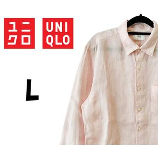 ユニクロ(UNIQLO)のユニクロ　長袖シャツ　無地　薄ピンク　L　K00251(シャツ)