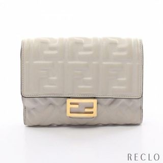 フェンディ(FENDI)のバゲット ミディアム FFエンボス 二つ折り財布 Wホック財布 レザー ライトグレー(財布)